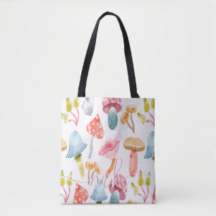 Bolso De Tela Hongos Pastel de Acuarela