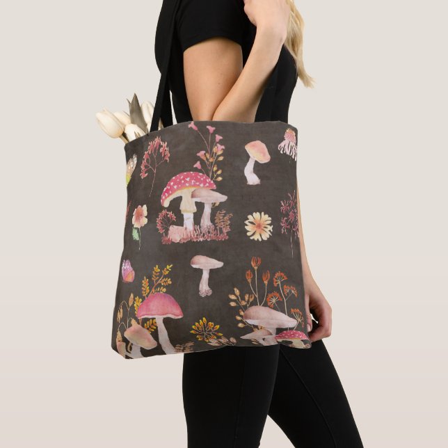 Bolso De Tela Hongos y flores silvestres (Detalle)