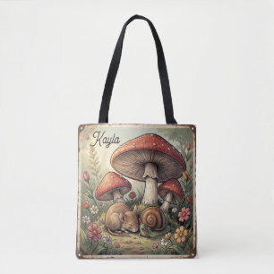 Bolso De Tela Hongos y Vida Silvestre de Cottage Vintage Core