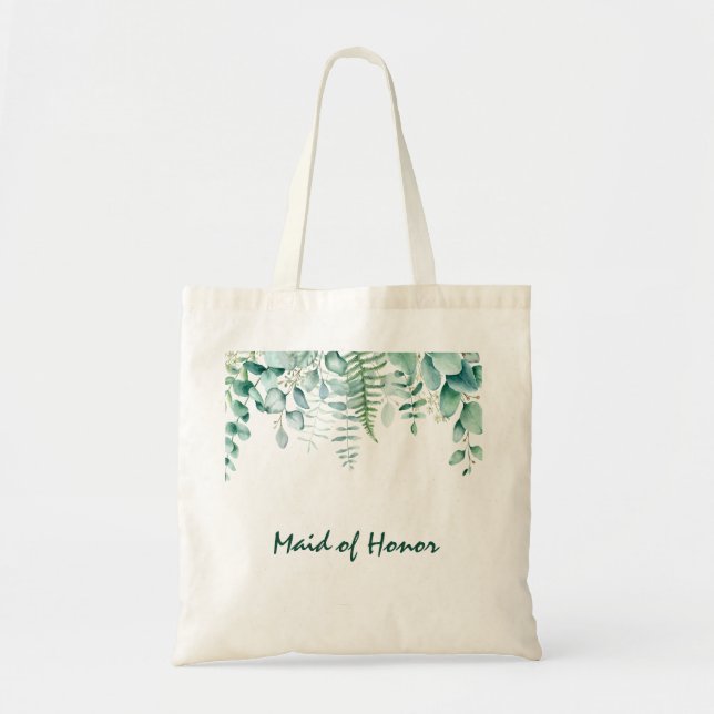 Bolso De Tela Honor donado boda eucalipto verde verde (Frente)