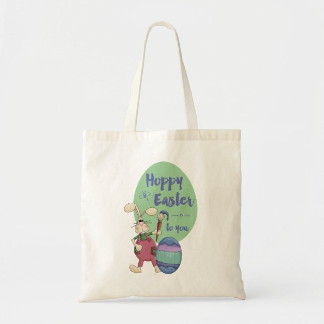 Bolso De Tela Hoppy Easter para ti Conejo Artista (Frente)