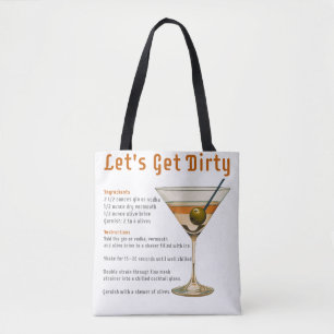 Bolso De Tela Hora del Cóctel: Receta de Martini Let's Get Dirty