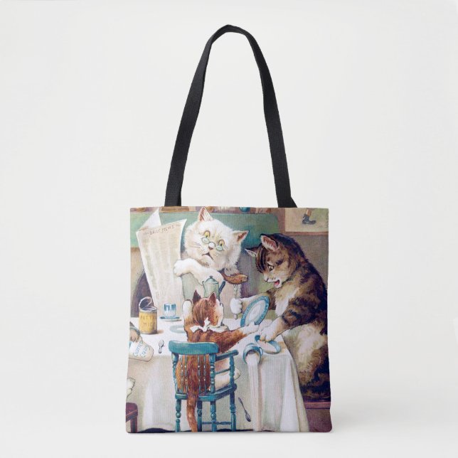 Bolso De Tela Hora del desayuno del gato, Louis Wain (Anverso)