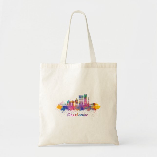 Bolso De Tela horizonte charleston acuarela (Frente)