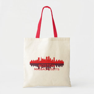 Bolso De Tela Horizonte de Boston Massachusetts Silueta Roja Reg