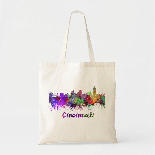 Bolso De Tela horizonte de Cincinnati en acuarela (Frente)