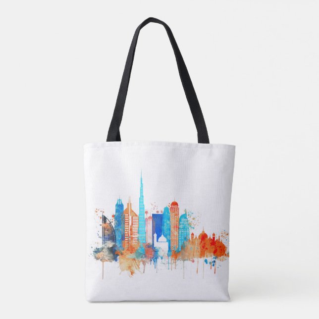 Bolso De Tela Horizonte de la acuarela de Dubai (Reverso)