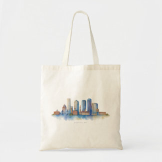 Bolso De Tela Horizonte de la ciudad de Boston en acuarela | Bos