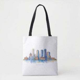 Bolso De Tela Horizonte de la ciudad de Boston en acuarela Mod
