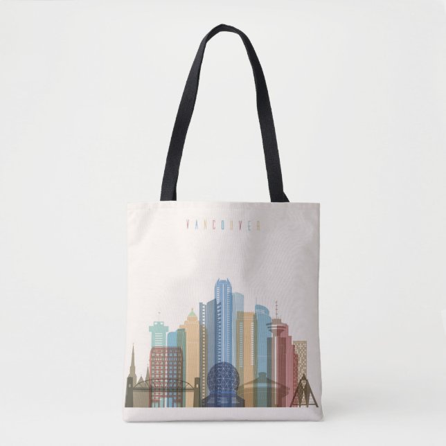 Bolso De Tela Horizonte de la ciudad de Vancouver, Canadá el | (Anverso)