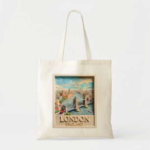 Bolso De Tela Horizonte de Londres Inglaterra Vintage Textura Ar