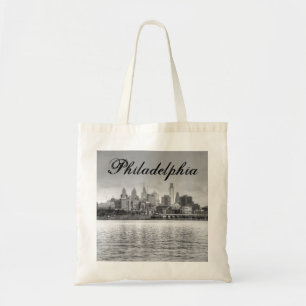 Bolso De Tela Horizonte de Philadelphia en blanco y negro