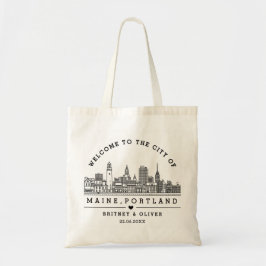 Bolso De Tela Horizonte de Portland, Maine – Favor de boda perso