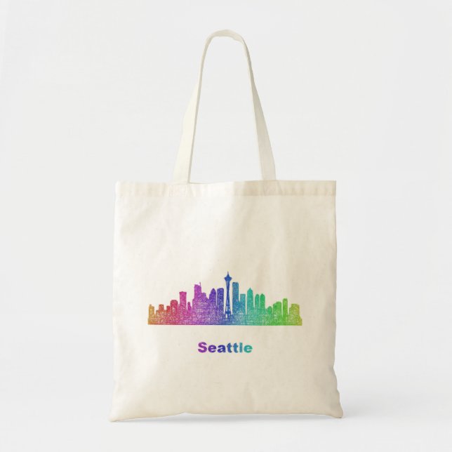 Bolso De Tela Horizonte de Seattle del arco iris (Frente)
