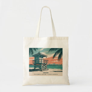 Bolso De Tela Horizonte de South Beach Miami Florida Vintage Via