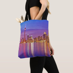 Bolso De Tela Horizonte de Toronto al anochecer