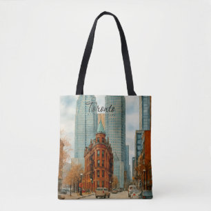 Bolso De Tela Horizonte de Toronto Canadá Acuarela Vintage