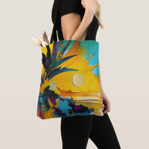 Bolso De Tela Horizonte Dorado – Atardecer Tropical Abstracto