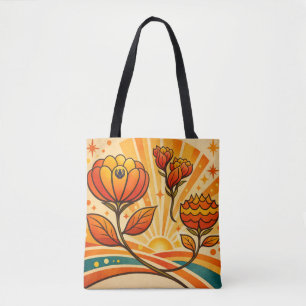 Bolso De Tela Horizonte Dorado Flor  