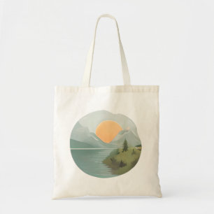 Bolso De Tela Horizonte dorado: La puesta de sol en el lago
