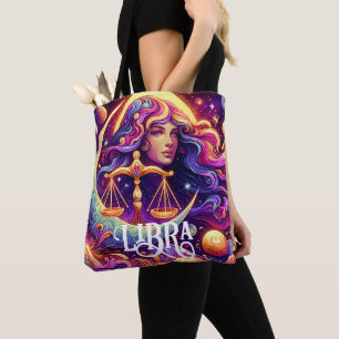 Bolso De Tela Horóscopo Rótulo Libra Zodiac Eéreo Arte místico