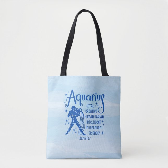 Bolso De Tela Horóscopo Zodiaco Aquarius moderno personalizado (Anverso)