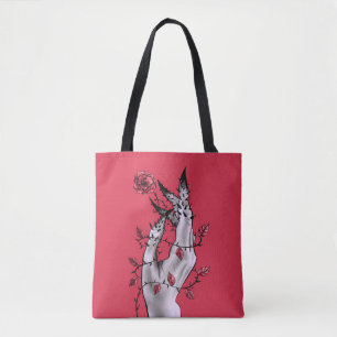 Bolso De Tela Horror mano con Rosas Gótica Oscura Fantasía