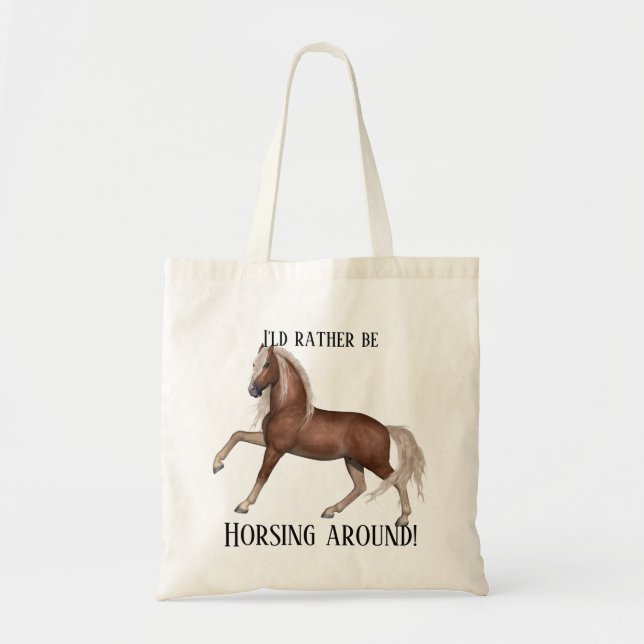 Bolso De Tela Horsing Around (fondo claro) (Frente)