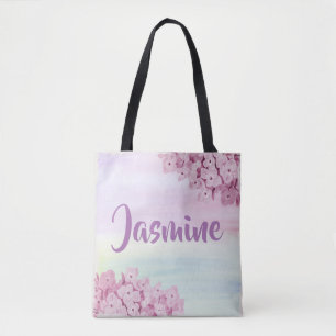 Bolso De Tela Hortensia Acuarela Rosa Pastel Bonito