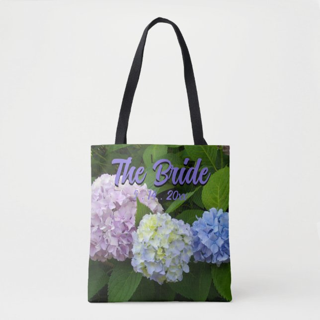Bolso De Tela Hortensias, para la Novia (Anverso)