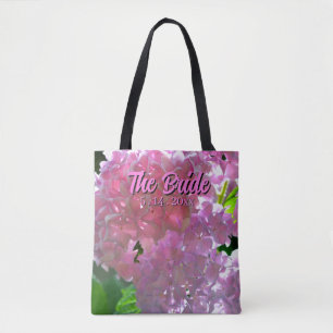 Bolso De Tela Hortensias Rosadas Radiantes, flores de novia rosa