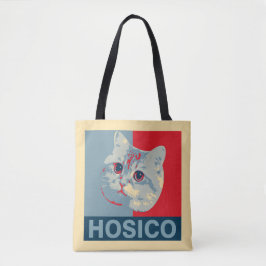 Bolso De Tela Hosico - Ilustracion azul rojo