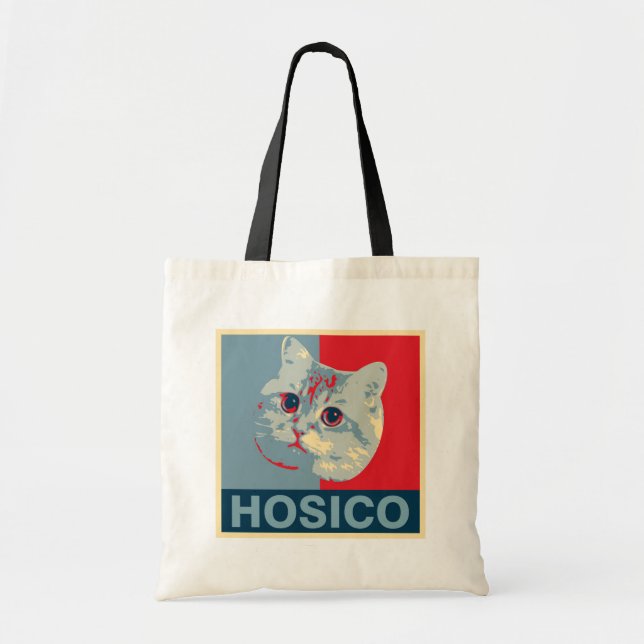 Bolso De Tela Hosico - Ilustracion Azul Rojo (Frente)