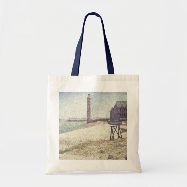 Bolso De Tela Hospicio y faro, Honfleur de Georges Seurat (Frente)