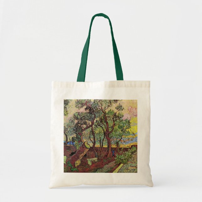 Bolso De Tela Hospital Saint Paul y Jardín por Vincent van Gogh (Frente)