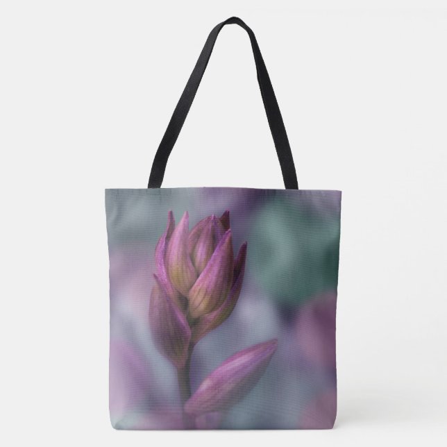 Bolso De Tela Hosta Flor Bud Púrpura Y Verde (Anverso)