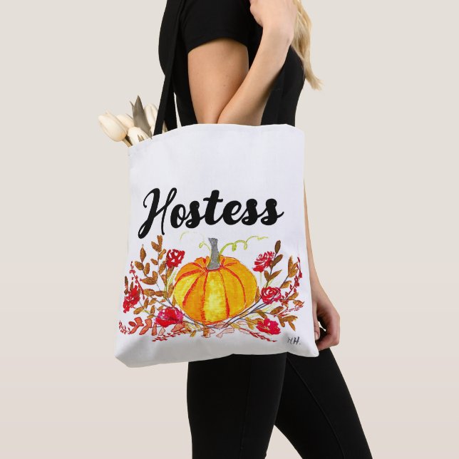 Bolso De Tela Hostess Autumn Fall Floral Pumpkin Boda (Detalle)
