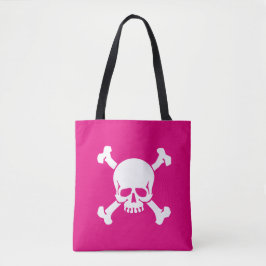 Bolso De Tela Hot Pink Pirate, Skull and Crossbones, flag