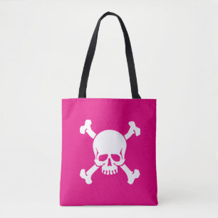 Bolso De Tela Hot Pink Pirate, Skull and Crossbones, flag