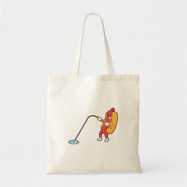 Bolso De Tela Hotdog at Fishing with Fishing rod (Frente)