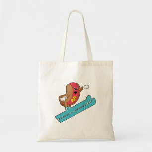 Bolso De Tela Hotdog como saltador de esquí con Ski.PNG