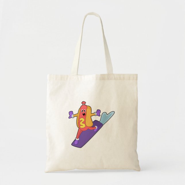 Bolso De Tela Hotdog como snowboarder con Sonowboard (Frente)