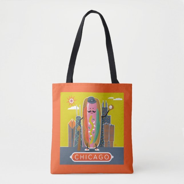 Bolso De Tela Hotdog de Chicago (Anverso)