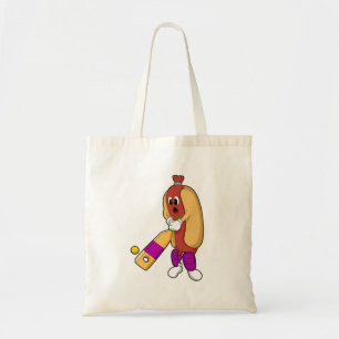 Bolso De Tela Hotdog en Cricket con bate de críquet