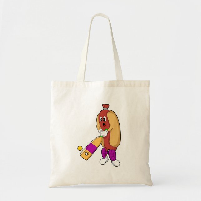 Bolso De Tela Hotdog en Cricket con bate de críquet (Frente)