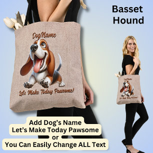 Bolso De Tela Hound Basset - Añadir nombre de perro, cambiar tex
