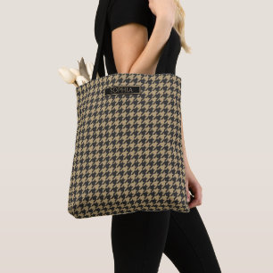 Bolso De Tela Houndstoth-Pale Taupe-
