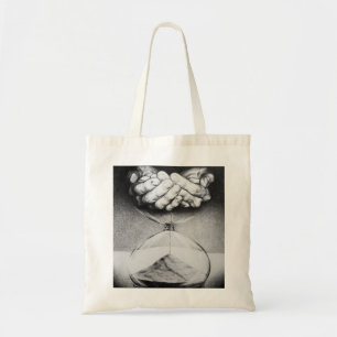 Bolso De Tela Hourglass hand Pencil Drawing Surreal art