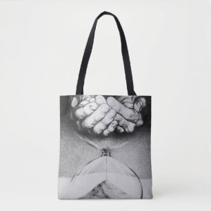 Bolso De Tela Hourglass hand Pencil Drawing Surreal art