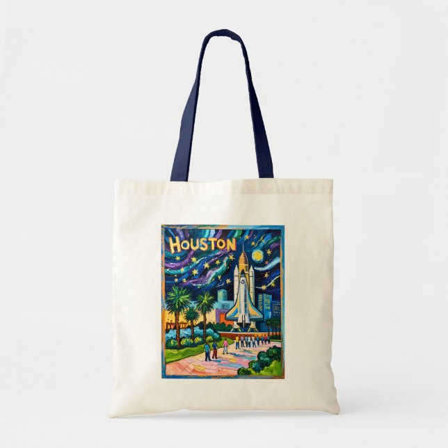 Bolso De Tela Houston Skyline Space Center Rocket Van Gogh Kids (Frente)